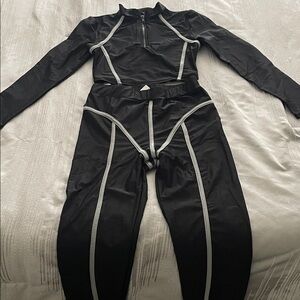 Fashion Nova Black and Gray Contrast Jumpsuit